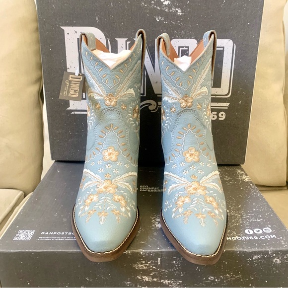 Dingo Midcalf Embroided Cowboy Boots Light Blue - Women’s Size 6 - Picture 5 of 8